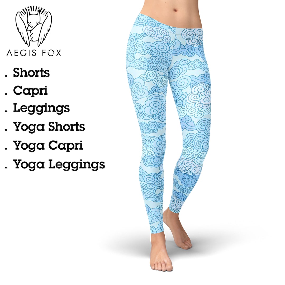 Blue Leggings, Yoga Leggings, Yoga Shorts, Active Wear for Women