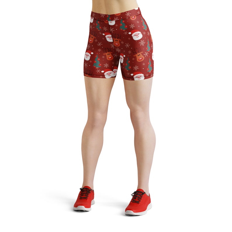 Christmas Santa Claus Reindeer Leggings, Holiday Leggings, Xmas Leggings, Christmas Outfit, Printed Leggings, Workout Leggings, Yoga Pants image 9