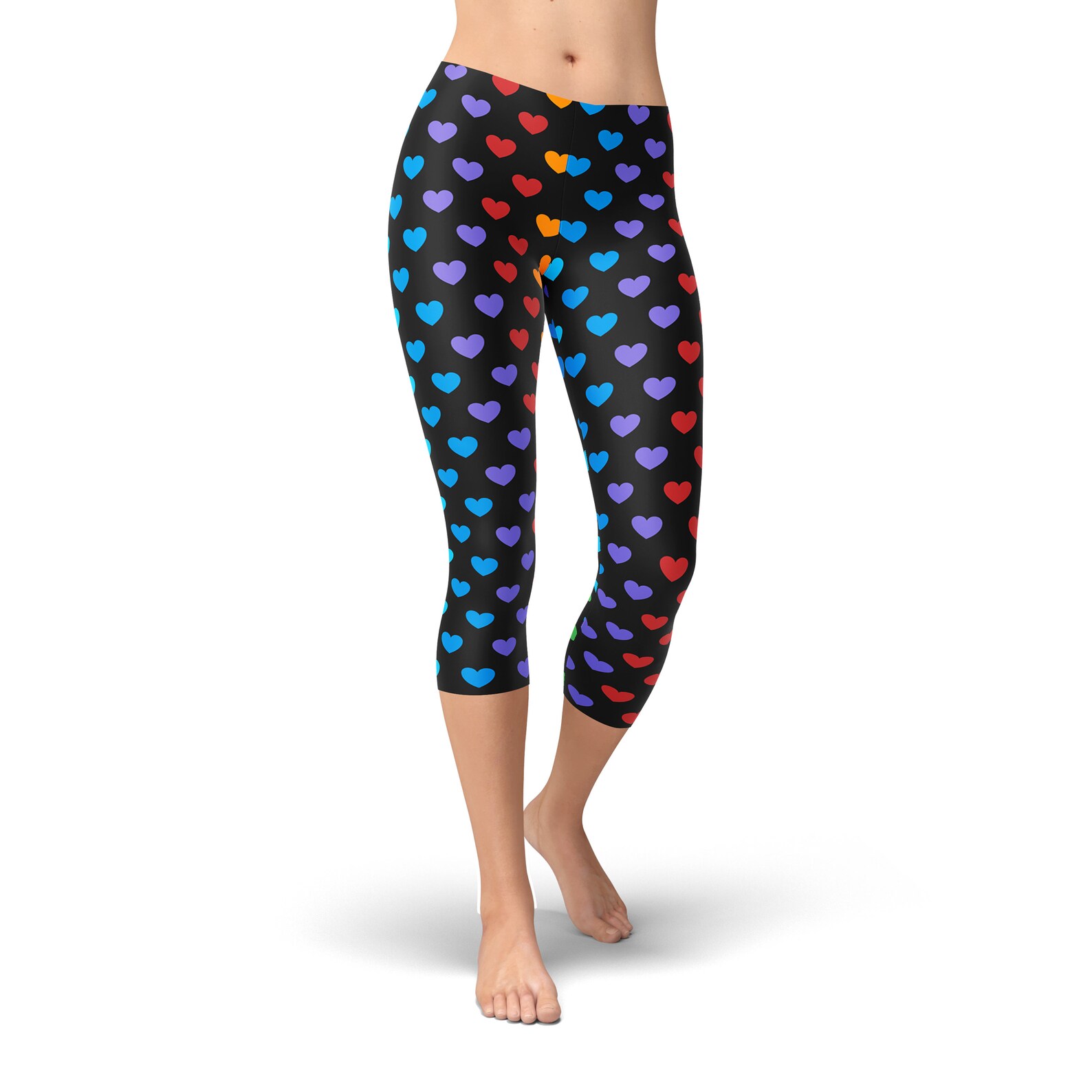 Rainbow Hearts Leggings High Waisted Leggings Valentine's Etsy