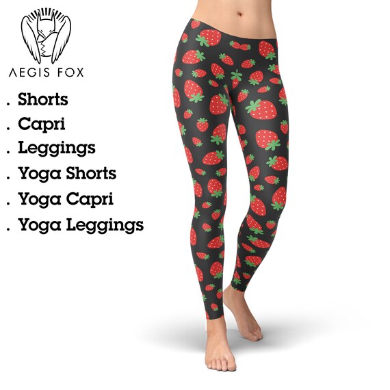 Red Strawberry Leggings Valentine's Day, Valentines Leggings Gifts for Her,  Printed Leggings, Valentine's Day Gifts, Valentine Activewear 