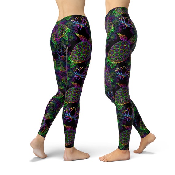 Turtle Leggings Animals Leggings Lotus Leggings Mandala Leggings Boho Leggings Printed Leggings Workout Leggings Capri Yoga Pants Etsy