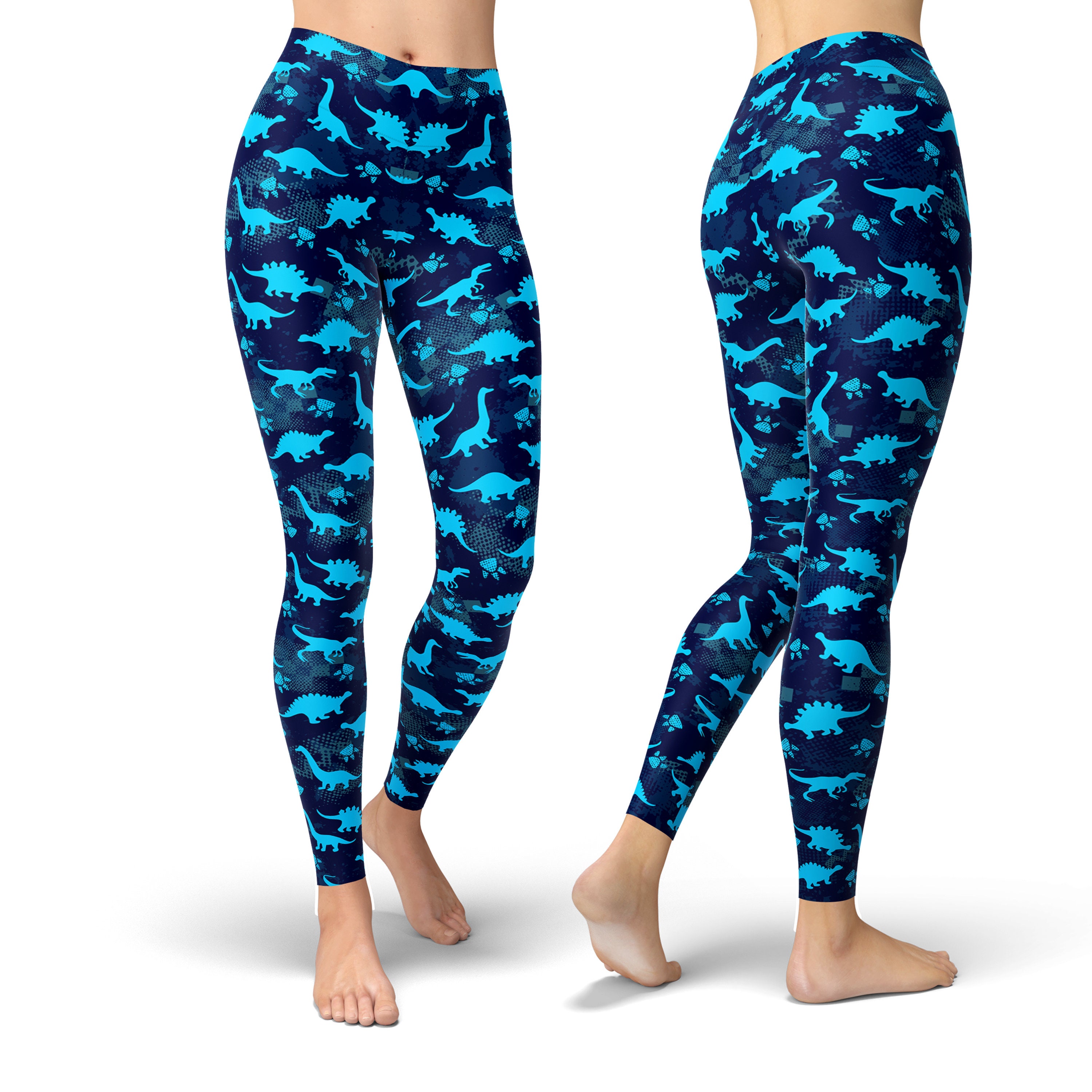 Blue Neon Dinosaur Leggings Yoga Pants Printed Leggings Unique Leggings Workout Leggings Capri Leggings Fashion Leggings Yoga Shorts Etsy
