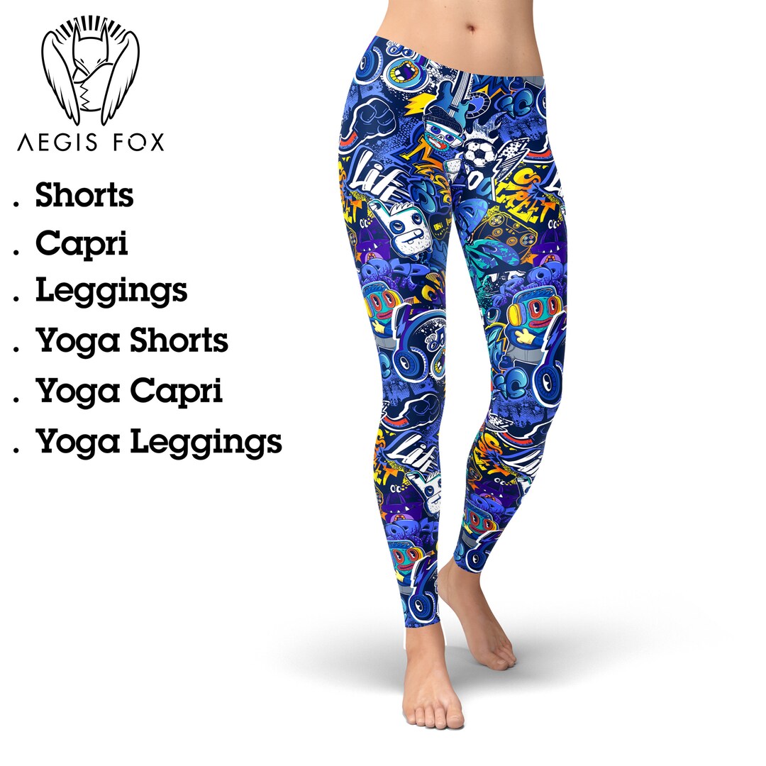 Buy Graffiti Print Workout Leggings: Comic Book Art Tights Online in India 