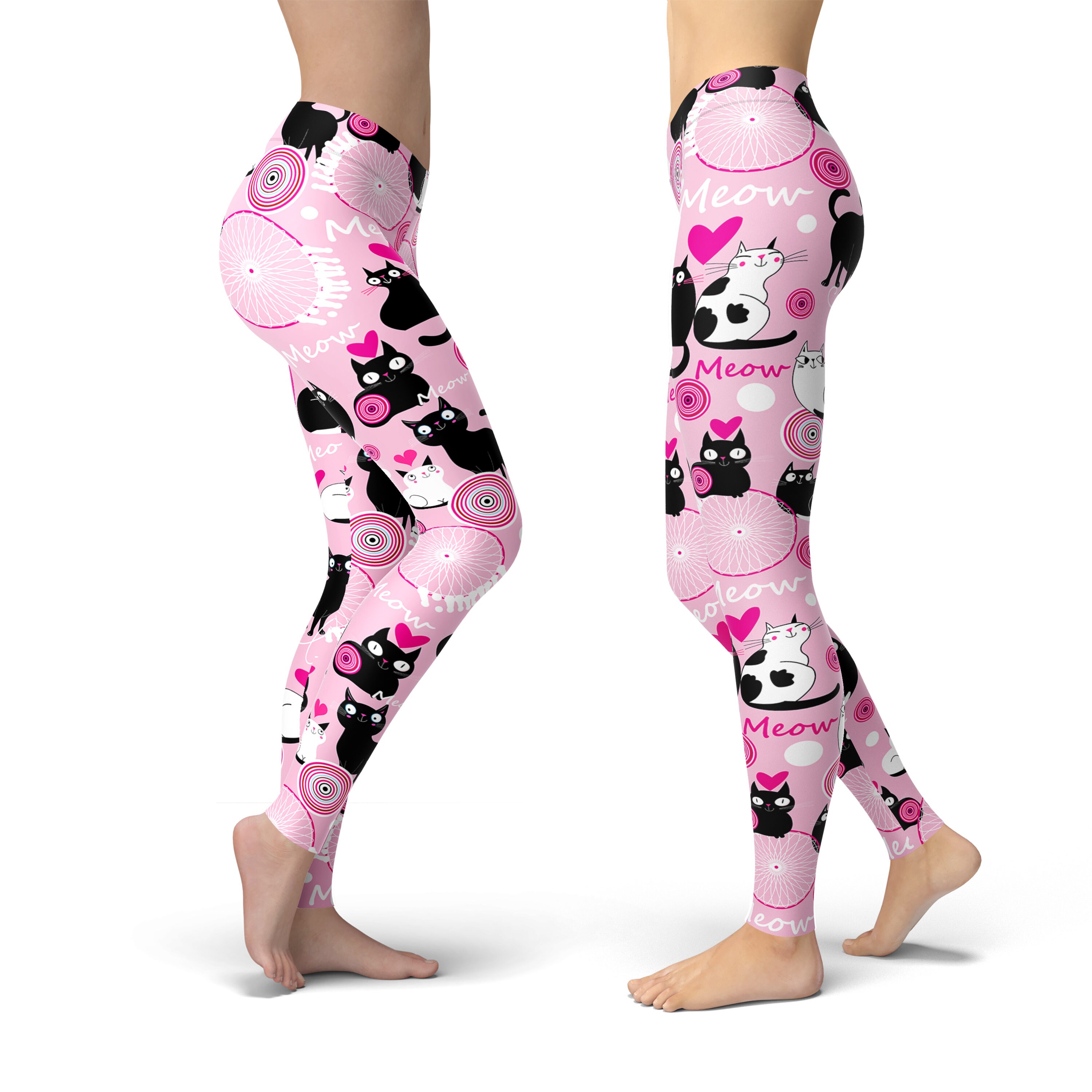 Cute Valentine Legging, Cute Cat Leggings, Valentine's Day Leggings,  Printed Leggings, Yoga Pants, Yoga Capris, Yoga Tights 
