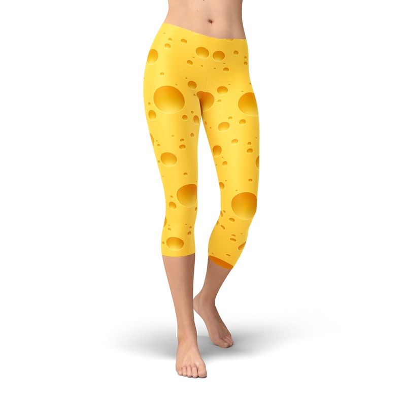 Cheese Leggings for Women, Printed Leggings, Yoga Leggings, High Waist Leggings, Capri Leggings, Cheese Tights, Workout Leggings image 7