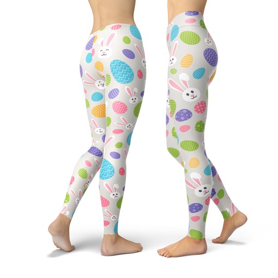 Rabbit Leggings, Easter Leggings, Bunny Leggings, Easter Egg Leggings,  Easter Costume, Easter Yoga Pants, Easter Outfit, Womens Leggings 