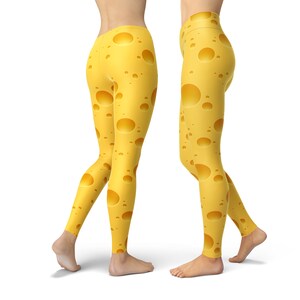 Cheese Leggings for Women, Printed Leggings, Yoga Leggings, High Waist Leggings, Capri Leggings, Cheese Tights, Workout Leggings image 2