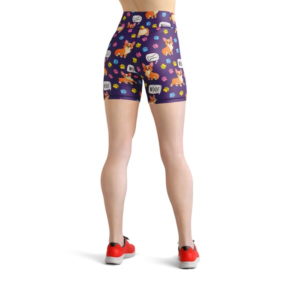 Corgi Cartoon Shorts - Purple Corgi Cartoon Shorts - Purple