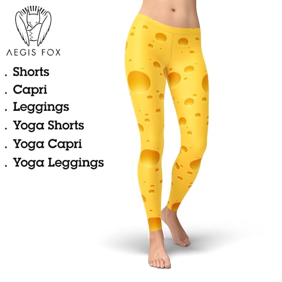 Cheese Leggings for Women, Printed Leggings, Yoga Leggings, High