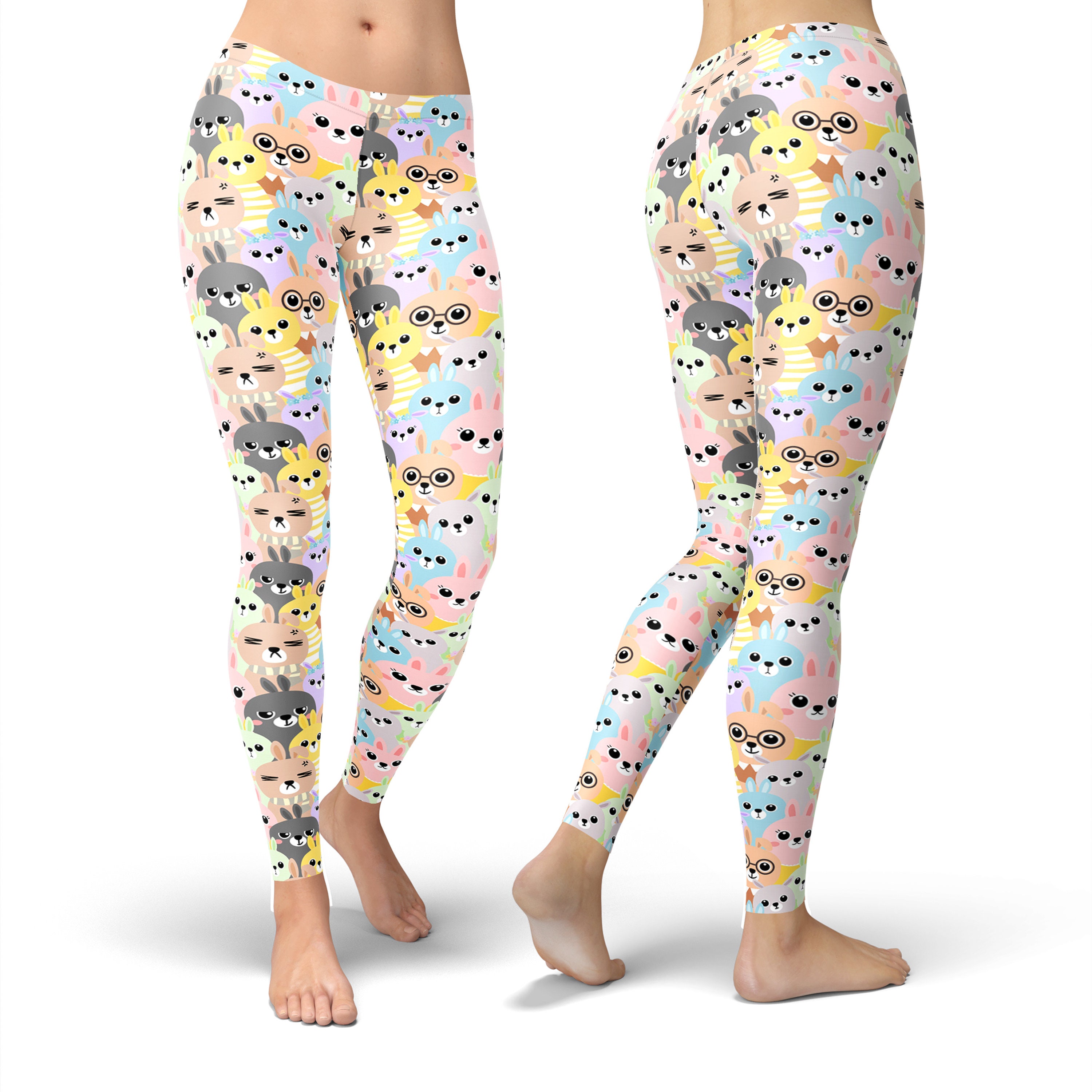 Colorful Bunny Leggings Easter Leggings for Women Easter Egg Etsy