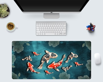 Japanese Yin And Yang Koi Carp Gaming Mouse Pad XL Non Slip Rubber Base Mousepad Stitched Edges Desk Pad Extended Large Mice Pad 31.5 X 11.8 Inch - View #5