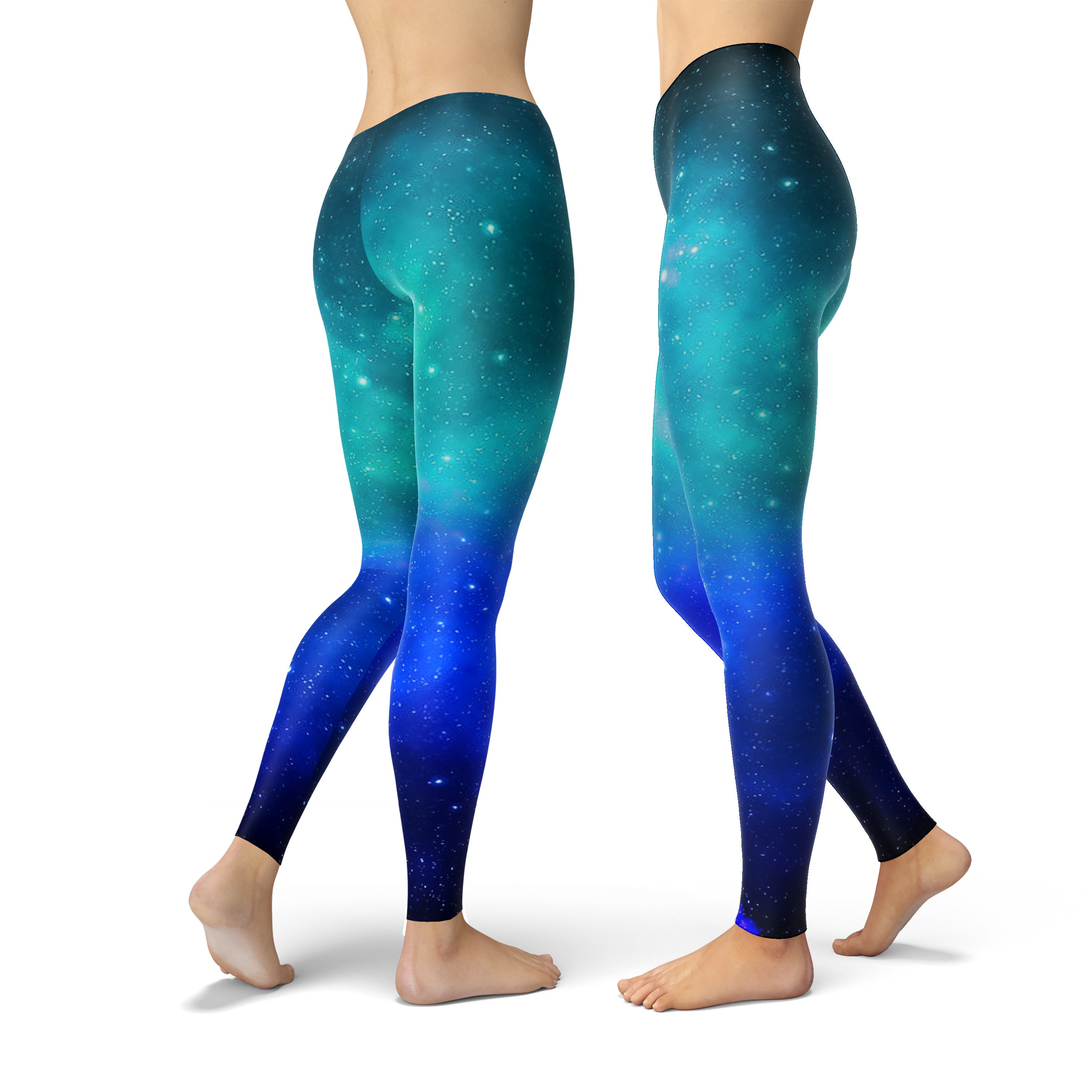 Galactic Magic Blue Leggings Colorful Galaxy Tights Festival Celestial Clothes Blue Space Yoga Pants Universe Stars Party Galaxy Outfit