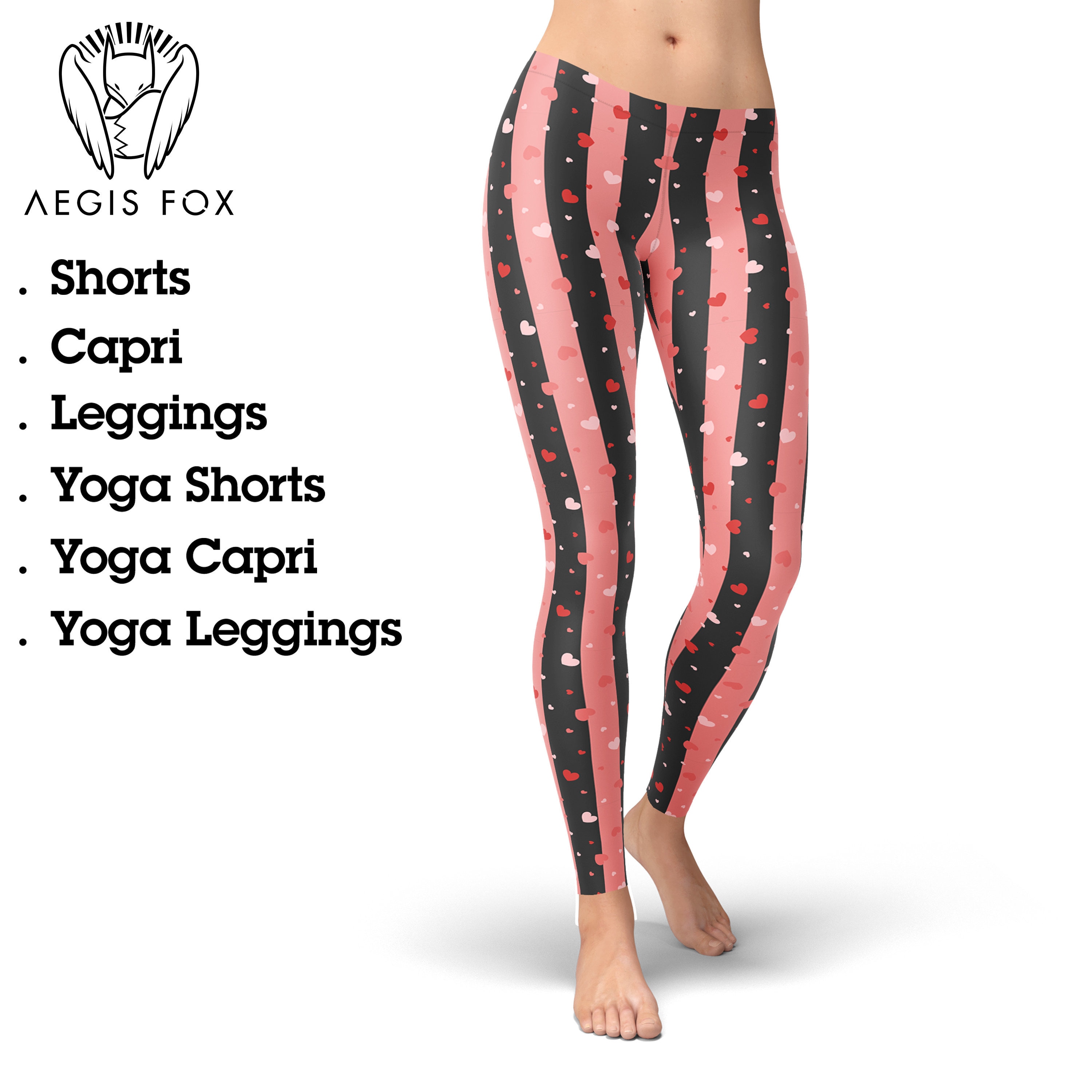 Black and Pink Rose Heart Leggings for 