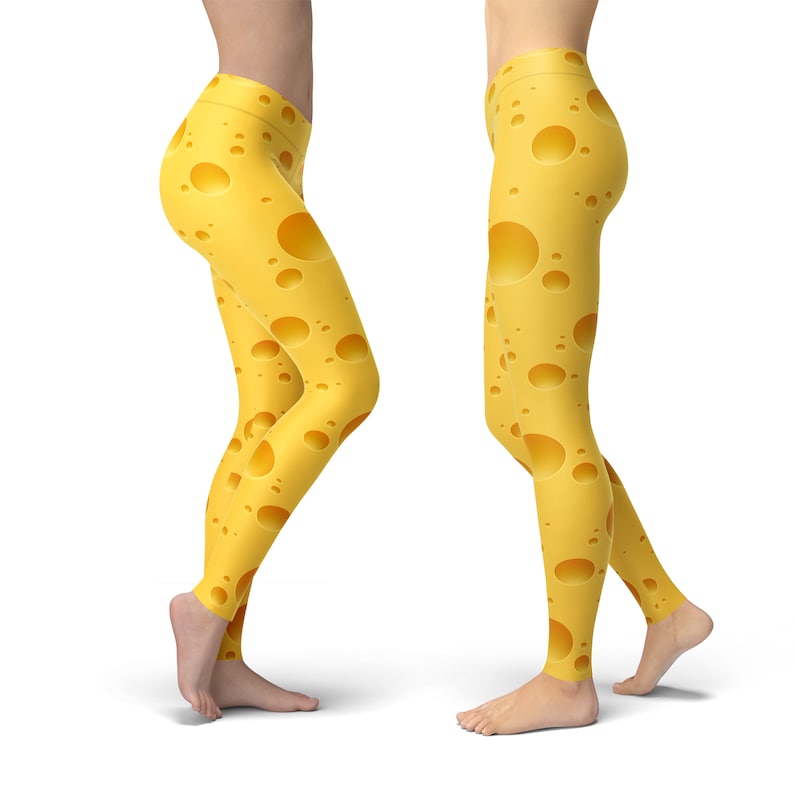 Cheese Leggings for Women, Printed Leggings, Yoga Leggings, High Waist Leggings, Capri Leggings, Cheese Tights, Workout Leggings image 4
