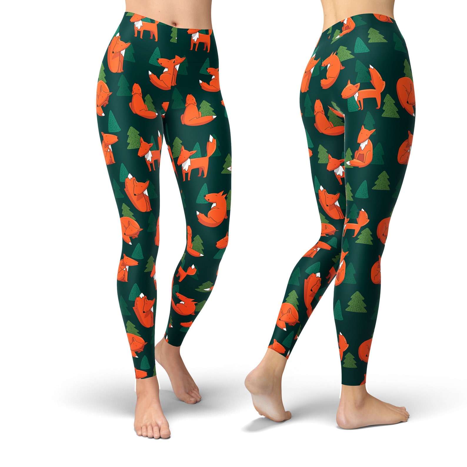 Cute Fox Leggings for Women Cute Animal Leggings Printed Etsy