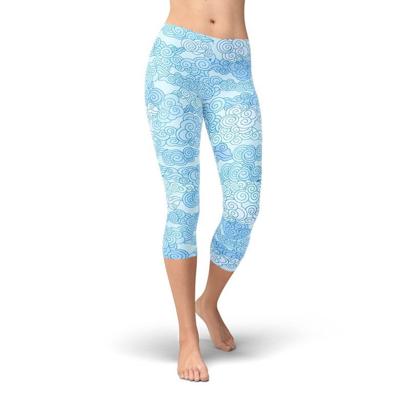 Cloud Leggings Sky Blue Leggings Clouds Yoga Pants Blue Sky Etsy
