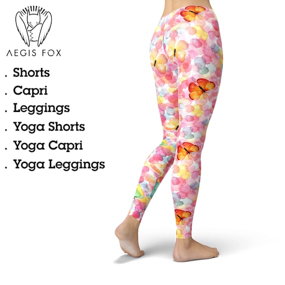 Colorful Butterfly Leggings, Cute Leggings, Butterflies Yoga Pants