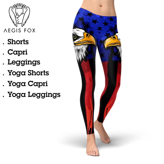 American Flag Leggings, 4th of July Leggings, Bald Eagle Against