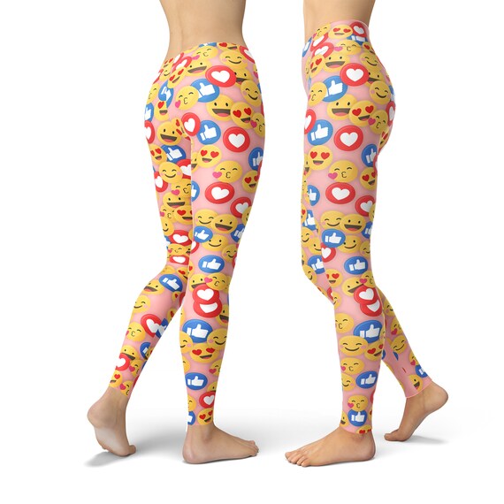 ★MARDI MERCREDI ACTIF★Wide Leggings Emoji★ Emoji Leggings for Women, Emoji Yoga Pants, Workout Leggings