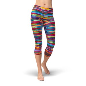 Colorful knitted pattern leggings for women, yoga pants, workout leggings, printed leggings, hight waist leggings, yoga clothing image 7