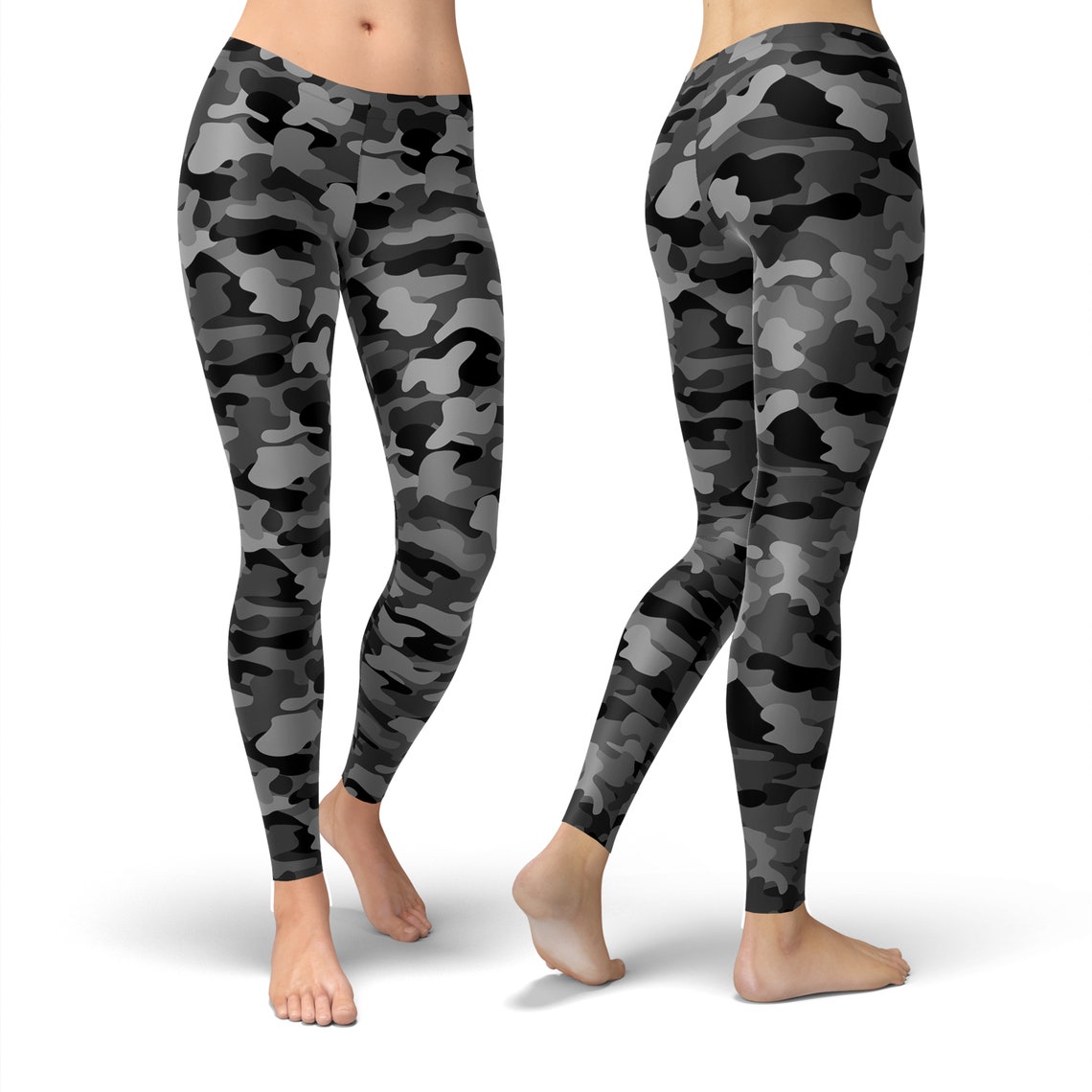 Black Camouflage Leggings Black Outdoor Tights Camouflage - Etsy