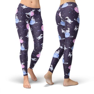 Cute Astronaut Cat Print Women's Leggings