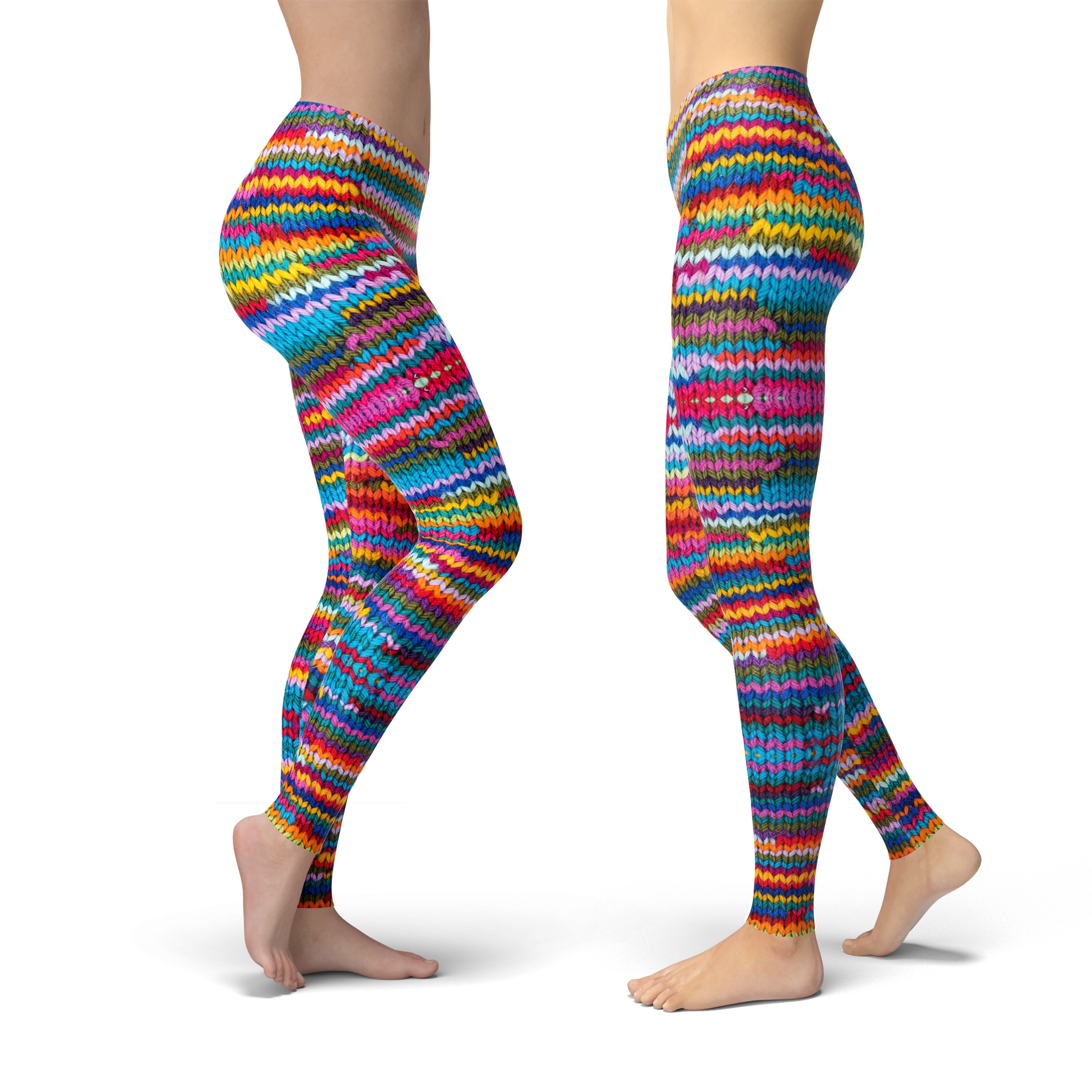 Knitted Pattern Leggings Printed Leggings Yoga Leggings | Etsy