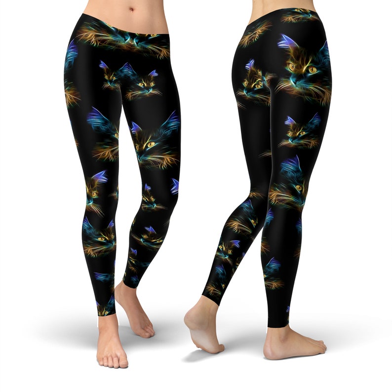 Cat Print Leggings Printed Leggings Workout Leggings Yoga Etsy