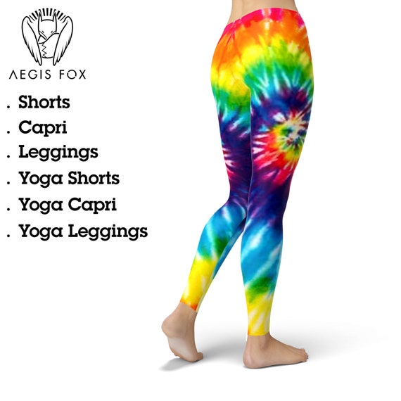 Tie Dye Leggings, Hippie Leggings, Colorful Rainbow Yoga Pants