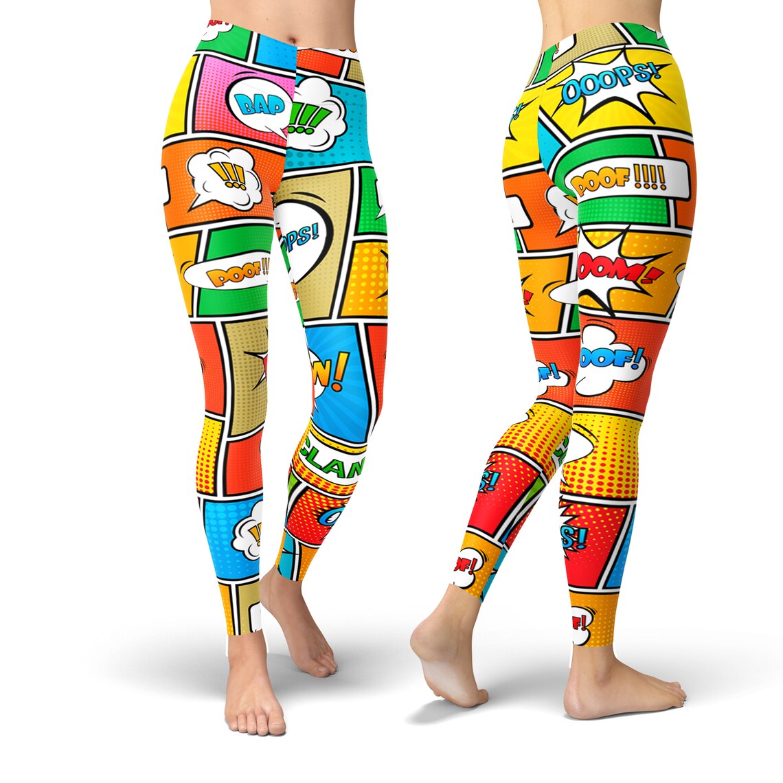 Superhero Cartoon Comic Book Print Leggings Pop Art Leggings Etsy