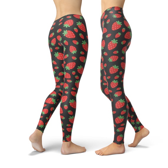 Red Strawberry Leggings Valentine's Day, Valentines Leggings Gifts