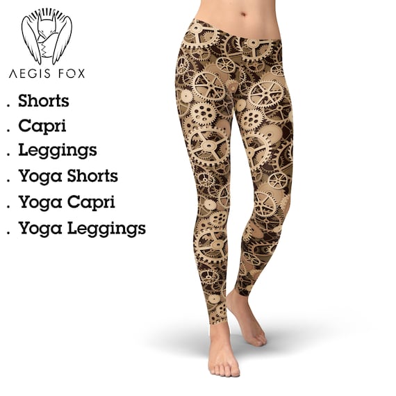 Steampunk Gears Leggings, Steampunk Tights, Mechanical Gears, Mechanical  Leggings, Copper Printed Leggings, Yoga Pants, Workout Leggings 