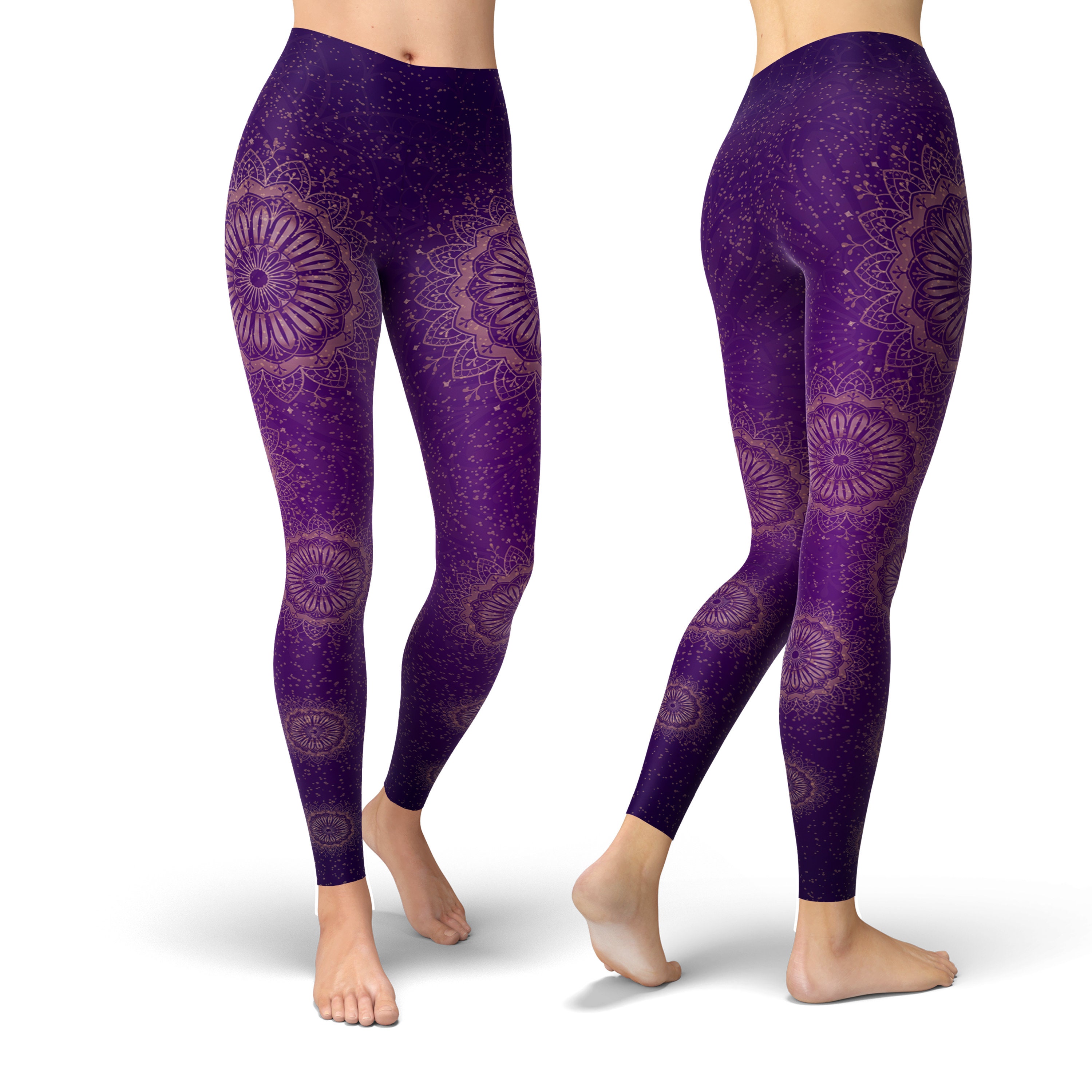 Purple Mandala High Waist Leggings Printed Leggings for | Etsy