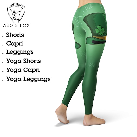 Leprechaun St Patrick's Leggings, St Patrick's Day Leggings, Clover Leggings,  Four Leaf Clovers, Shamrock Leggings,irish Leggings 