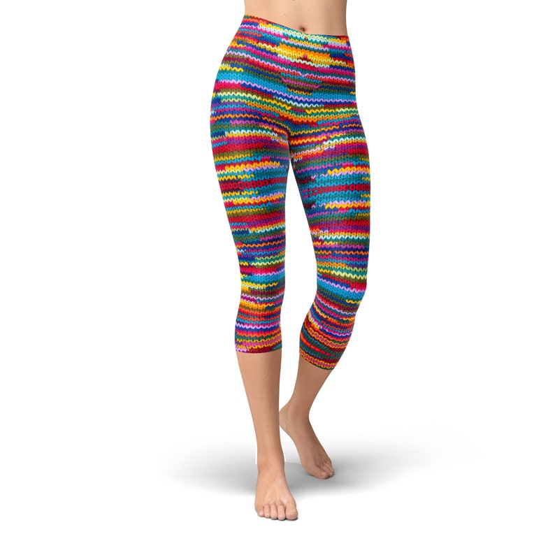 Colorful knitted pattern leggings for women, yoga pants, workout leggings, printed leggings, hight waist leggings, yoga clothing image 8