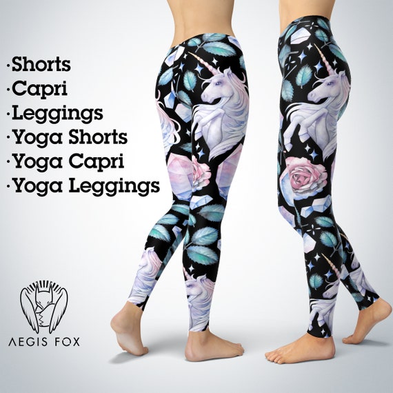 Unicorns Crystals Roses Leggings Unicorn Womens Leggings, Unicorn