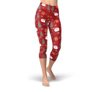 Christmas Santa Claus Reindeer Leggings, Holiday Leggings, Xmas Leggings, Christmas Outfit, Printed Leggings, Workout Leggings, Yoga Pants image 8