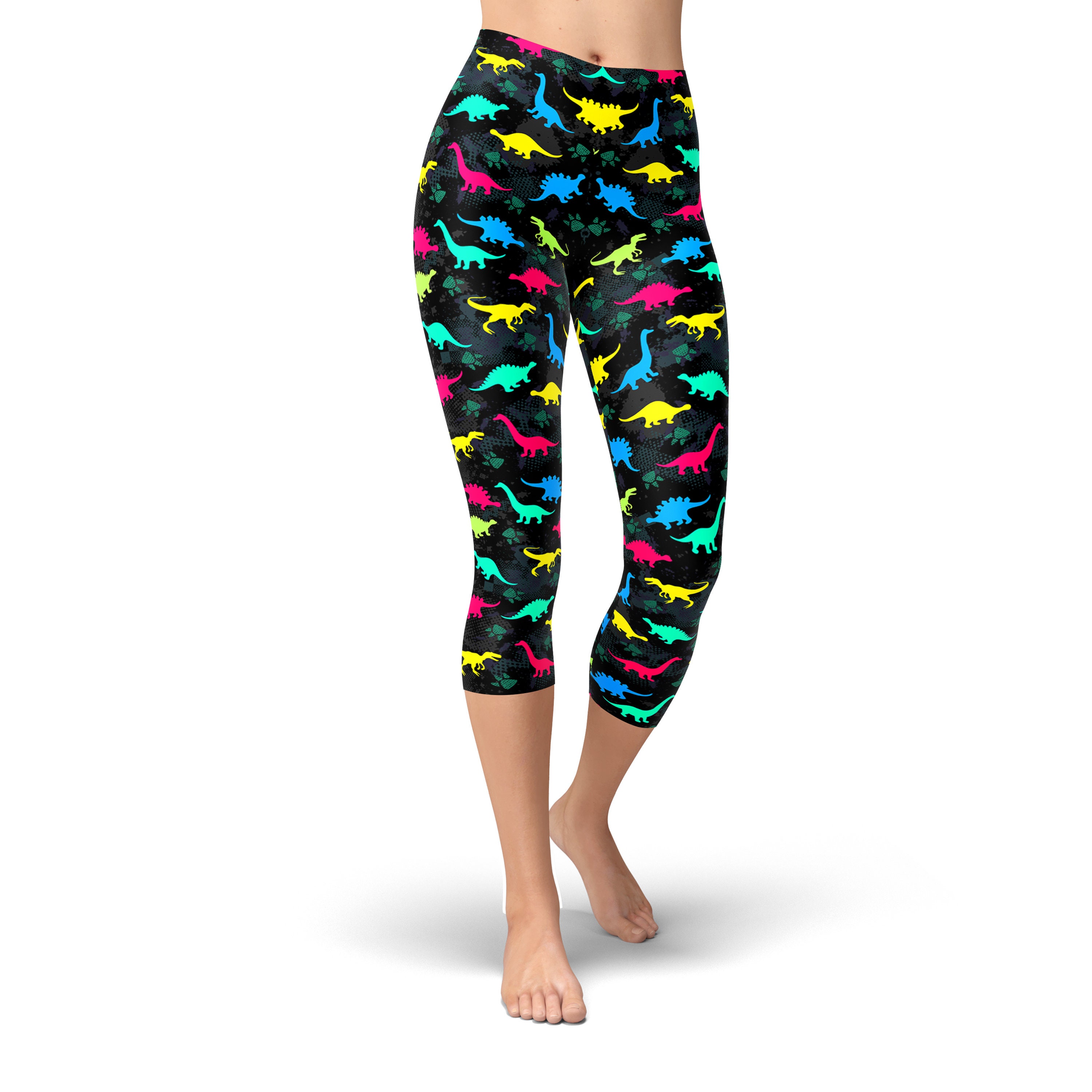 Colorful Dinosaur Leggings Yoga Pants Printed Leggings - Etsy