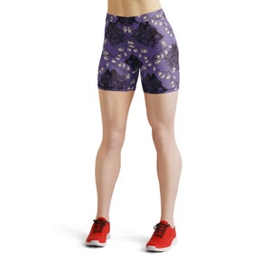 Wolf Floral Leggings – Purple Woodland Boho Print for Women image 9