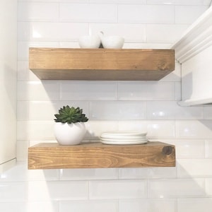 FREE SHIPPING Floating Shelves, Rustic Floating Shelf, Floating Shelf, Farmhouse Shelf, Open Shelving, Kitchen Shelf, Bathroom Shelf image 3