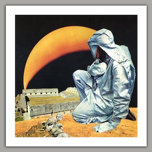 Land of the Sun - Surreal Collage Art Print, wall art, retro art, 8x8 print, 12x12 print, space art, sci fi