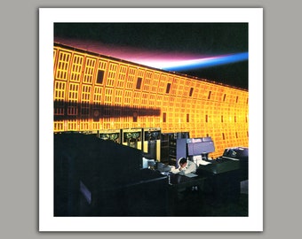 Surreal Sci-Fi Collage Art Print: Vintage Inspired Wall Decor