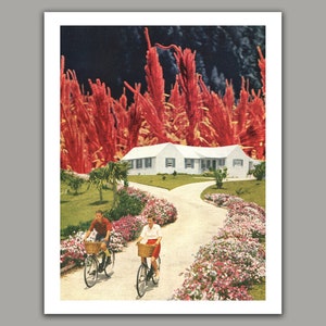 Sunday Stroll - Surreal Collage Art print, 12x16 print, wall art, retro art