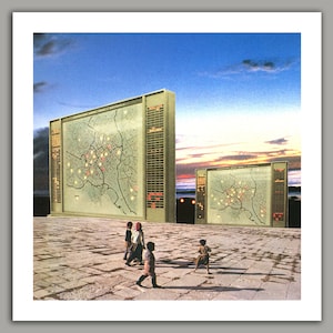 Surreal Collage Art Print, wall art, retro, sci fi art, 8x8 print, 12x12 print, space art, retro, computers