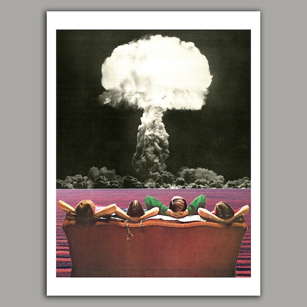 Atomic Age Surreal Collage Art Print: Vintage Magazine Retro Decor