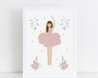 Ballerina printable, ballet poster, Instant Download print, girls bedroom print, Children's art, Playroom print, nursery wall art printable
