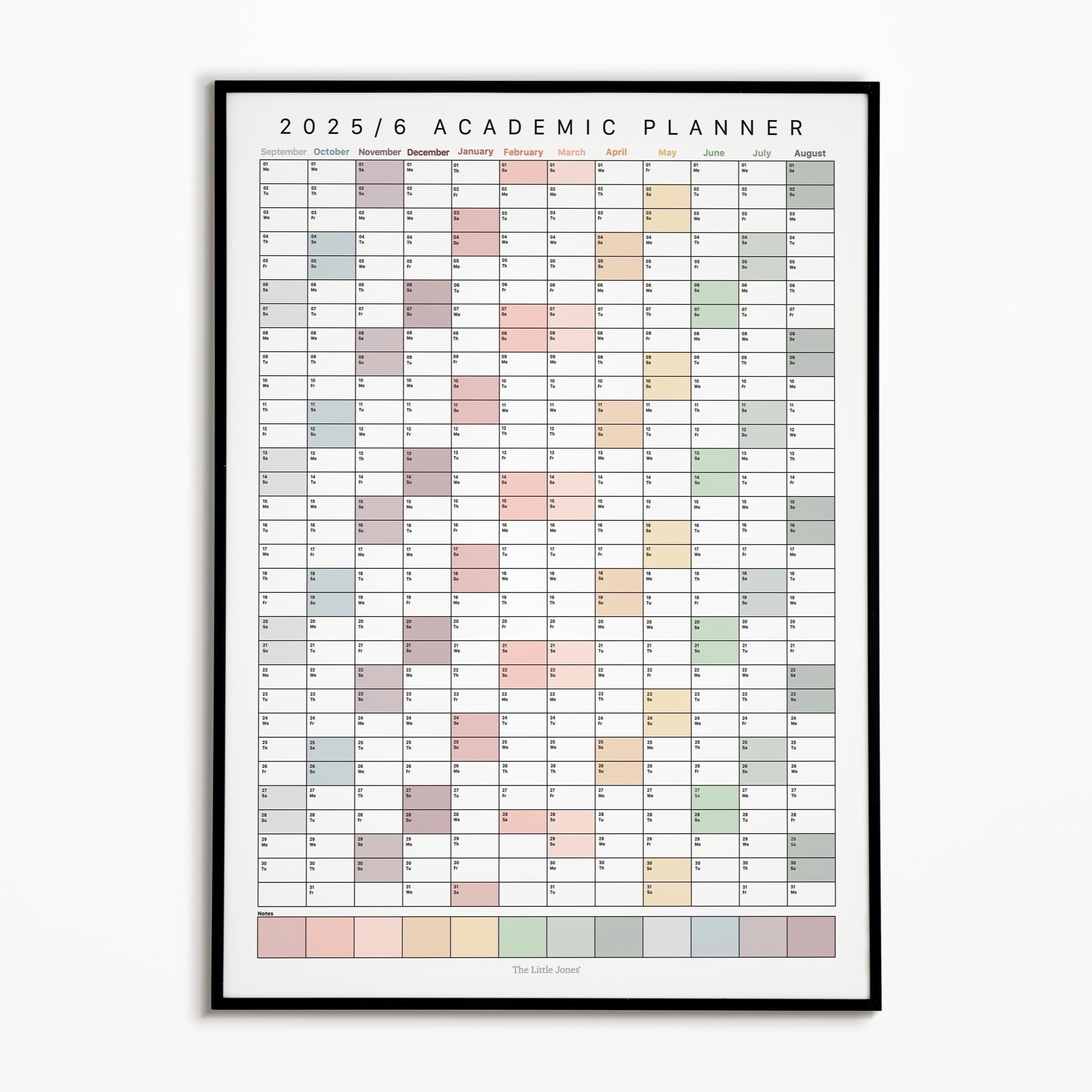 2025-2026 Academic Wall Planner Printable, Academic Year Planner