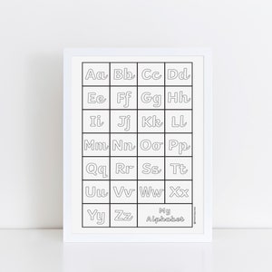 Alphabet printable, Handwriting educational printable, Kid&#39;s printable, Instant Download COLOURING print, Children&#39;s poster, playroom