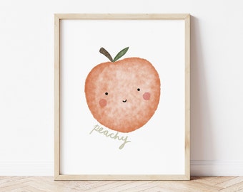 Happy Peach A4 + 8x10" printable, peachy poster, Instant Download, kid's bedroom print, gender neutral art, boho nursery wall art, child's