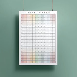 Perpetual Wall Planner stampabile, poster di pianificazione annuale, download istantaneo, stampa di poster del calendario, compleanno, regalo di Natale, pianificazione annuale